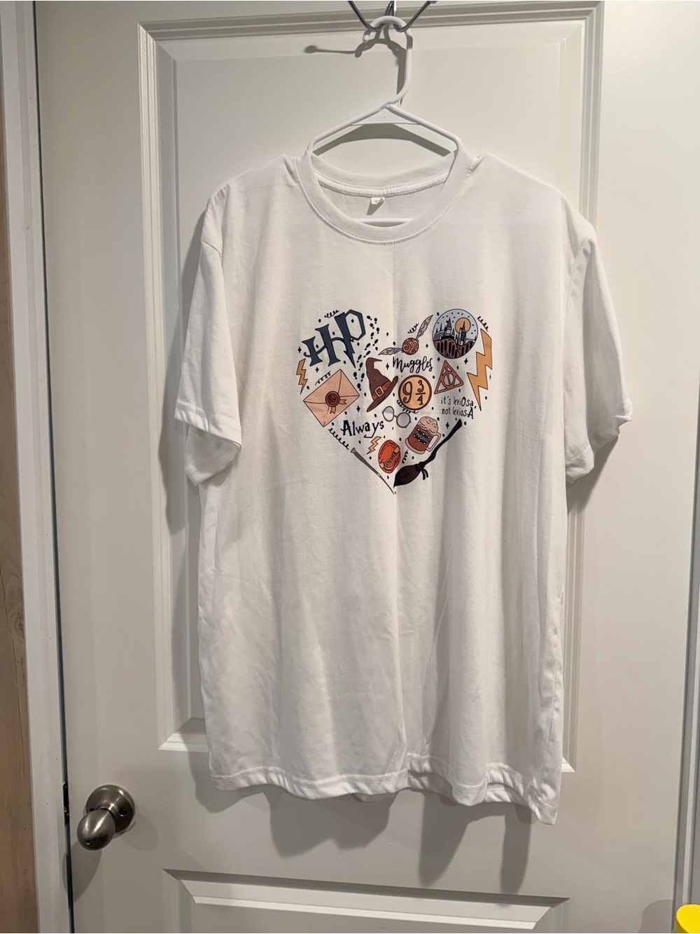 White Graphic Heart T-Shirt Harry Potter
